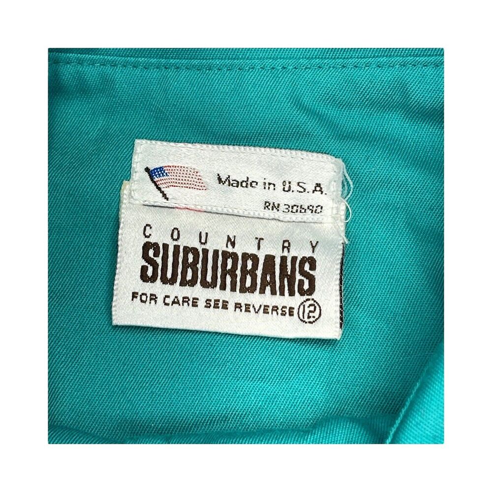 Country Suburbans Long-Sleeved Button-Down Jacket Teal Pockets Women’s Size 12 - Picture 2 of 8